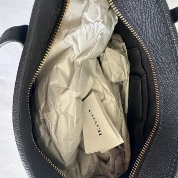 COACH Leather City Zip Tote Shoulder Bag- Black Gold Luxury Coach 🆕🎁⌚📦🏃💨🚚 - Picture 10 of 15